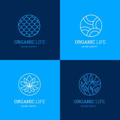  Organic life Logo template design for beauty spa, green ,yoga, medicine, Nature, vegan food, cosmetic and hotel brand identity. 
