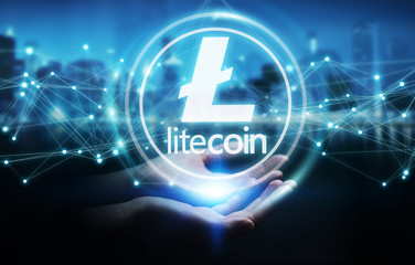 Litecoins cryptocurrency background 3D rendering