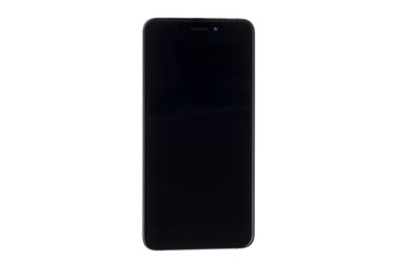 Naklejka premium Black screen of smartphone isolated on white background
