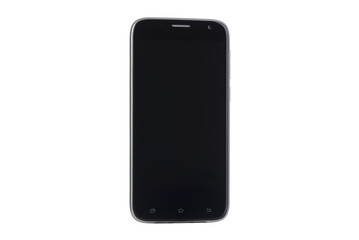 Black screen of smartphone isolated on white background