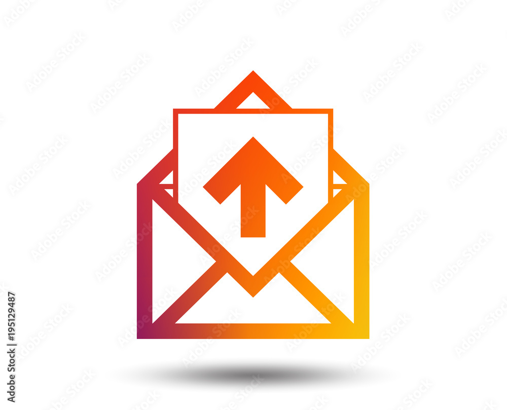 Poster mail icon. envelope symbol. outgoing message sign. mail navigation button. blurred gradient design e
