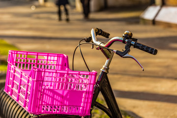 bicycle with fuchsia box