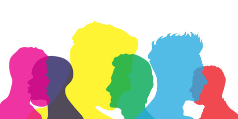 Group of men heads in different colors