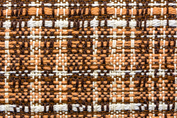 Old textile background, woven checkered pattern in vintage style