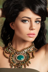 Beautiful Woman Face Closeup Portrait. Female Model Brunette
