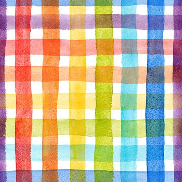 Watercolor rainbow stripes vector pattern