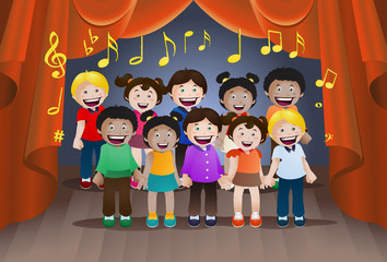 childrens singing together