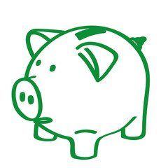 Handgezeichnetes Sparschwein in grün