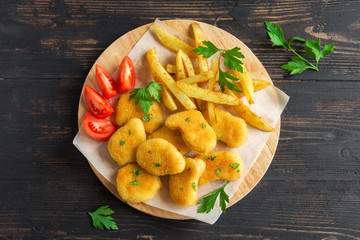 Chicken nuggets and french fries