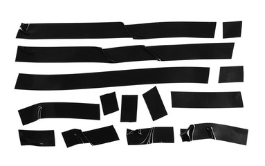 Black duct repair tape isolated on white background, top view