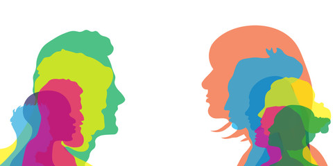 Group of heads in different colors