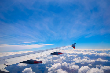 White clouds, view from above air plane window