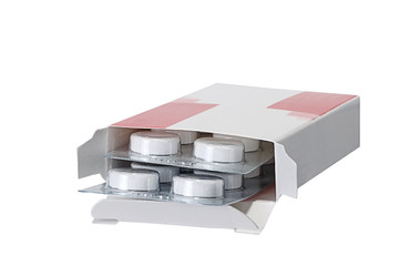 Box with packing of tablets