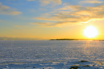 Winter Sunset over Frozen Sea