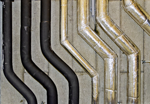pipe lines of a heating and cooling system