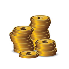 British Pound Gold coin Stack. Financial growth concept with golden coin Pound.