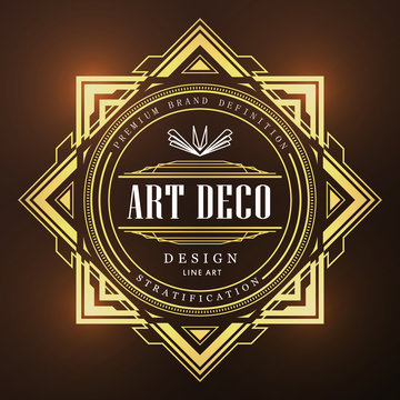 Naklejki Art deco vintage badge logo retro design vector illustration