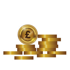 British Pound Gold coin Stack. Financial growth concept with golden coin Pound.