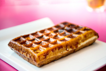 delicious pancake stack with honey