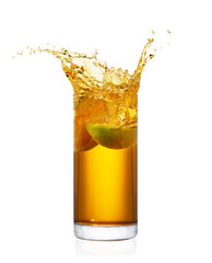 glass of splashing apple juice