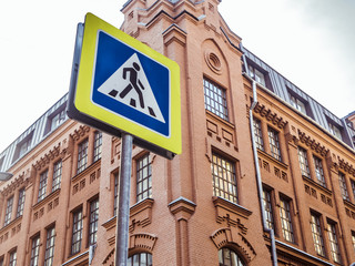 Obraz premium crosswalk sign outside street europe
