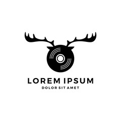 moose music record disc antler deer logo vector download