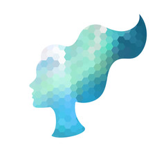 Woman's face logo design template.