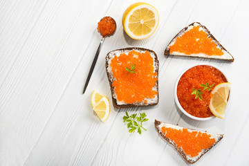 sandwiches with red caviar