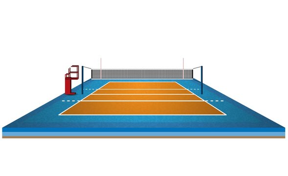 Volleyball net court arena design. Vector illumination