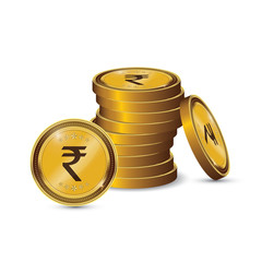 Rupee Gold coin Stack. Financial growth concept with golden coin Rupee.