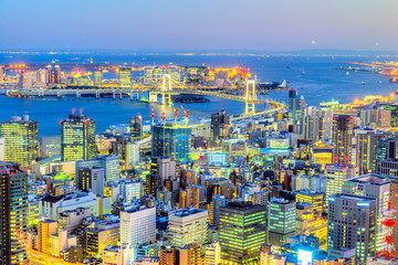 Panele Szklane  Panoramę Tokio, Japonia.