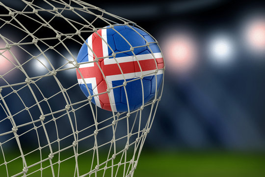 Icelandic soccerball in net