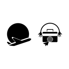 Fototapeta premium icon Travel with fly, baggage, transportation, tour and plane