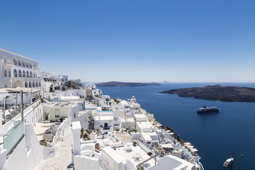 View of the city of Fira on the island of Santorini in Greece