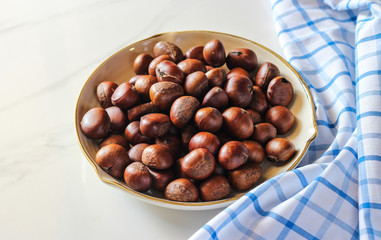 Fresh chestnuts viewed from above