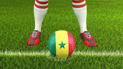 Fototapeta na wymiar Man and soccer ball with Senegal flag 