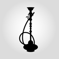 vector isolated illustration of an eastern hookah,  black and white,