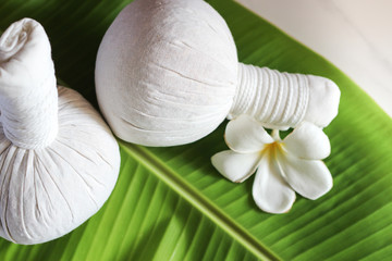 Obraz na płótnie Canvas Thai Herbal Compress Ball, Thai Spa massage, Healthy Concept,