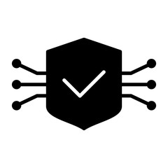 Tech Circuit Shield Icon. Vector Simple Minimal 96x96 Pictogram