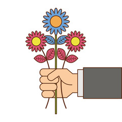 hand holding bunch flower natural decoration
