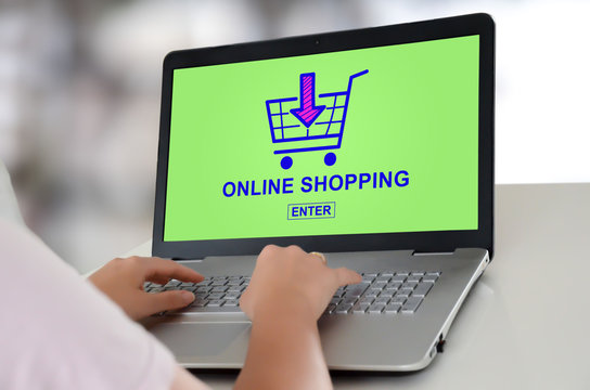 Online shopping concept on a laptop