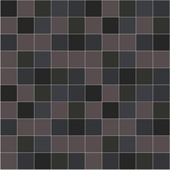 Background seamless pattern of square tiles in different shades of dark colors.
