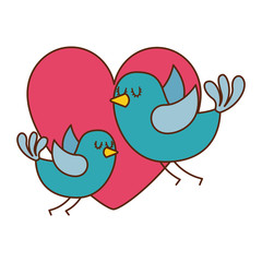 cute flying birds heart in love romance