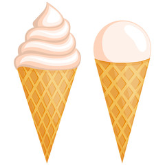 Colorful vanilla ice cream set.