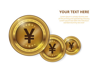 Gold coin with yen Currency sign