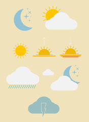 vector illustration Meteorology Weather flat set icon