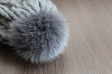 Gray knitted woolen hat