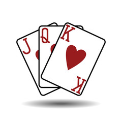 Three hearts playing cards vector illustration