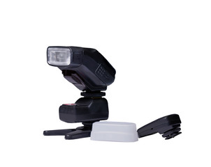 flash light for camera and soft box cover and trigger on isolated white background