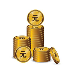 Yuan Currency Gold coin Stack. Financial growth concept with golden coin Yuan.